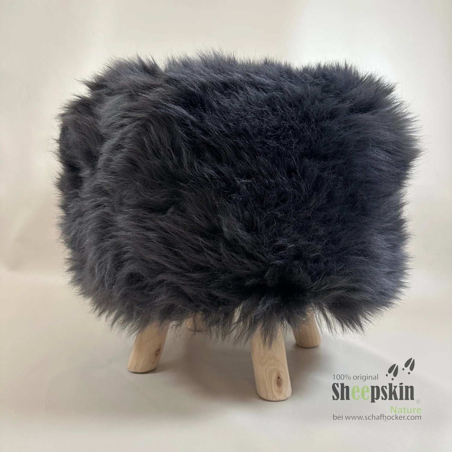 Sheepskin Stool Made from Genuine German Sheepskin – Anthracite