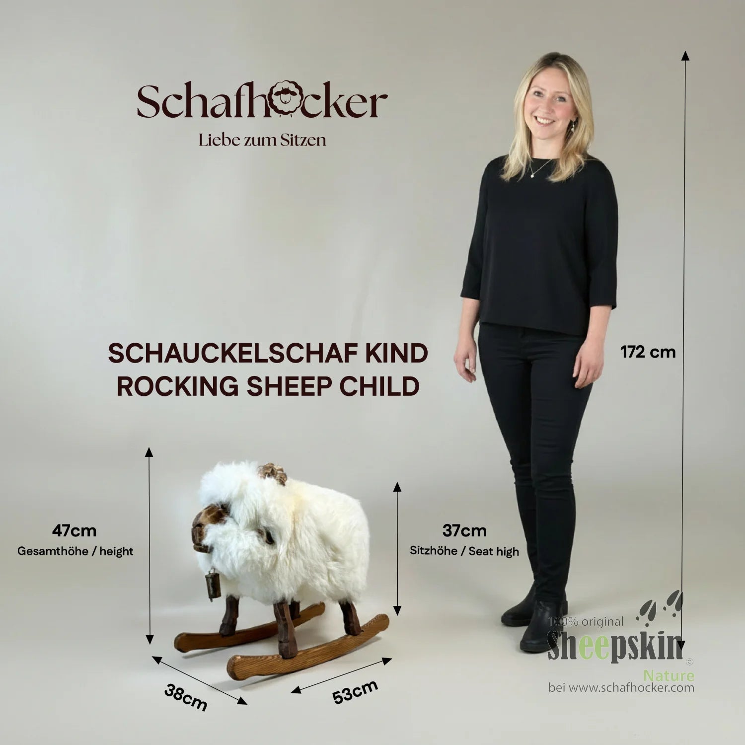 Bemaßung Hund Bello das Schaukelpferd schwarz - weiß Schaukel für Kinder