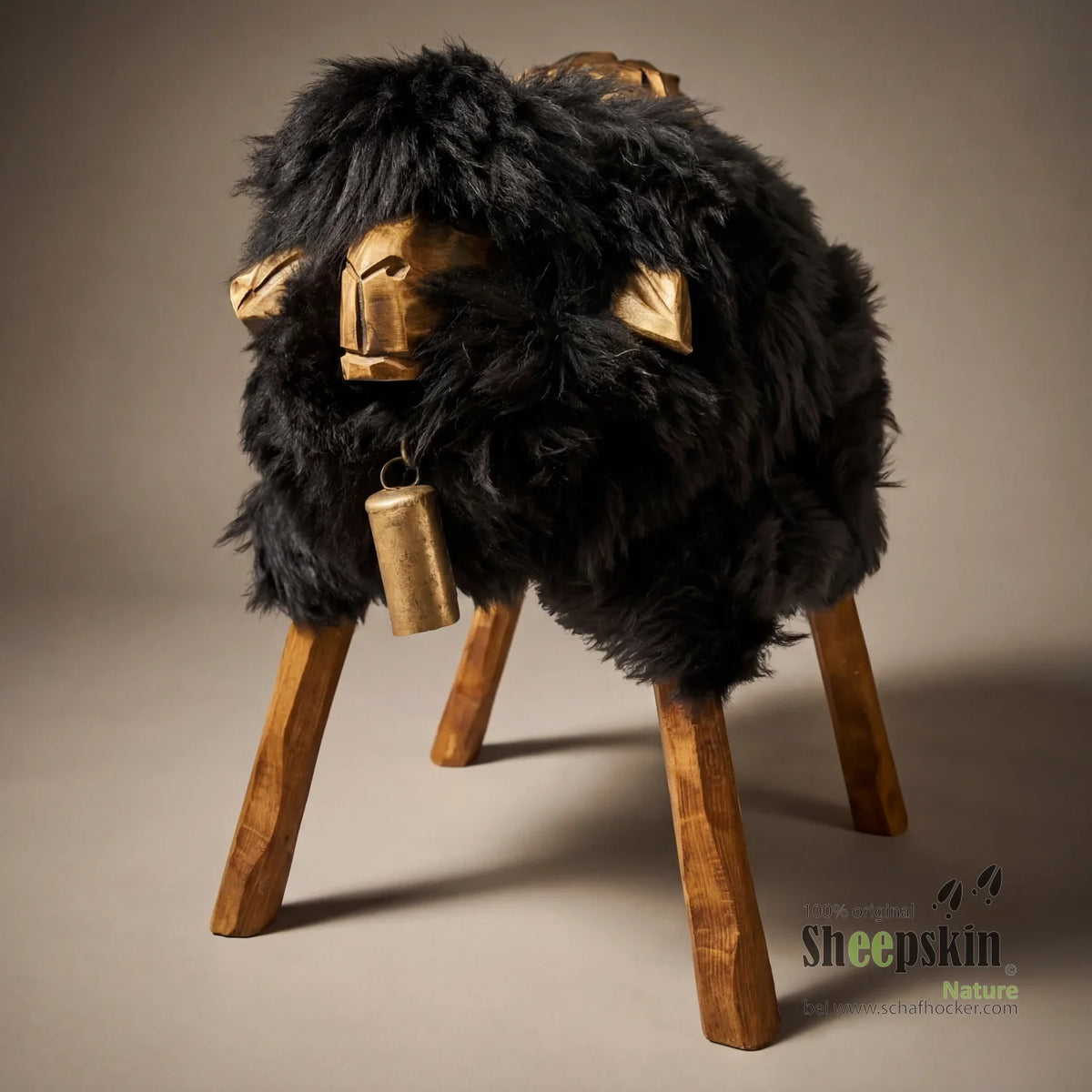 Tabouret mouton Bua »Michael« en véritable peau de mouton allemande – Gris anthracite