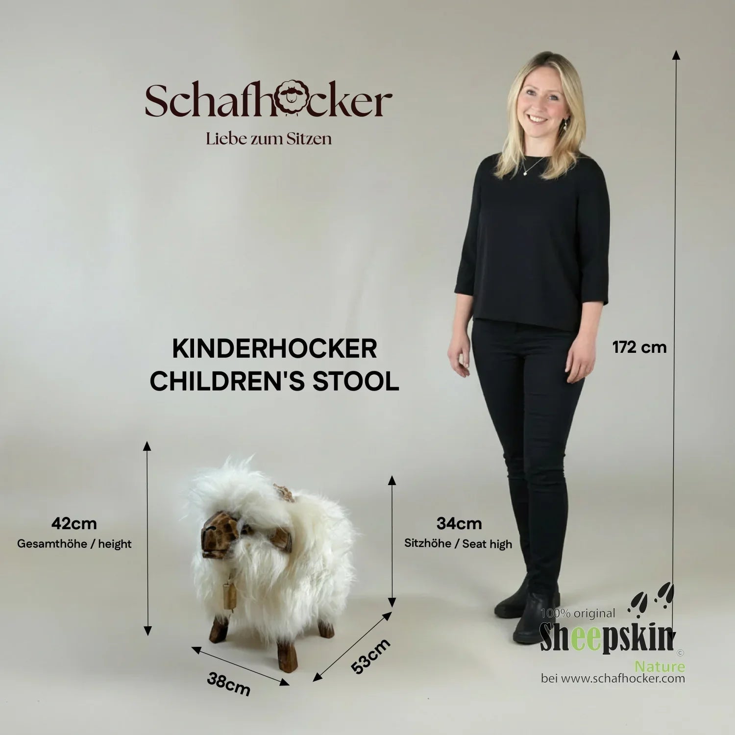 Schafhocker Bua »Nero« aus echtem Island Schaffell – schwarz