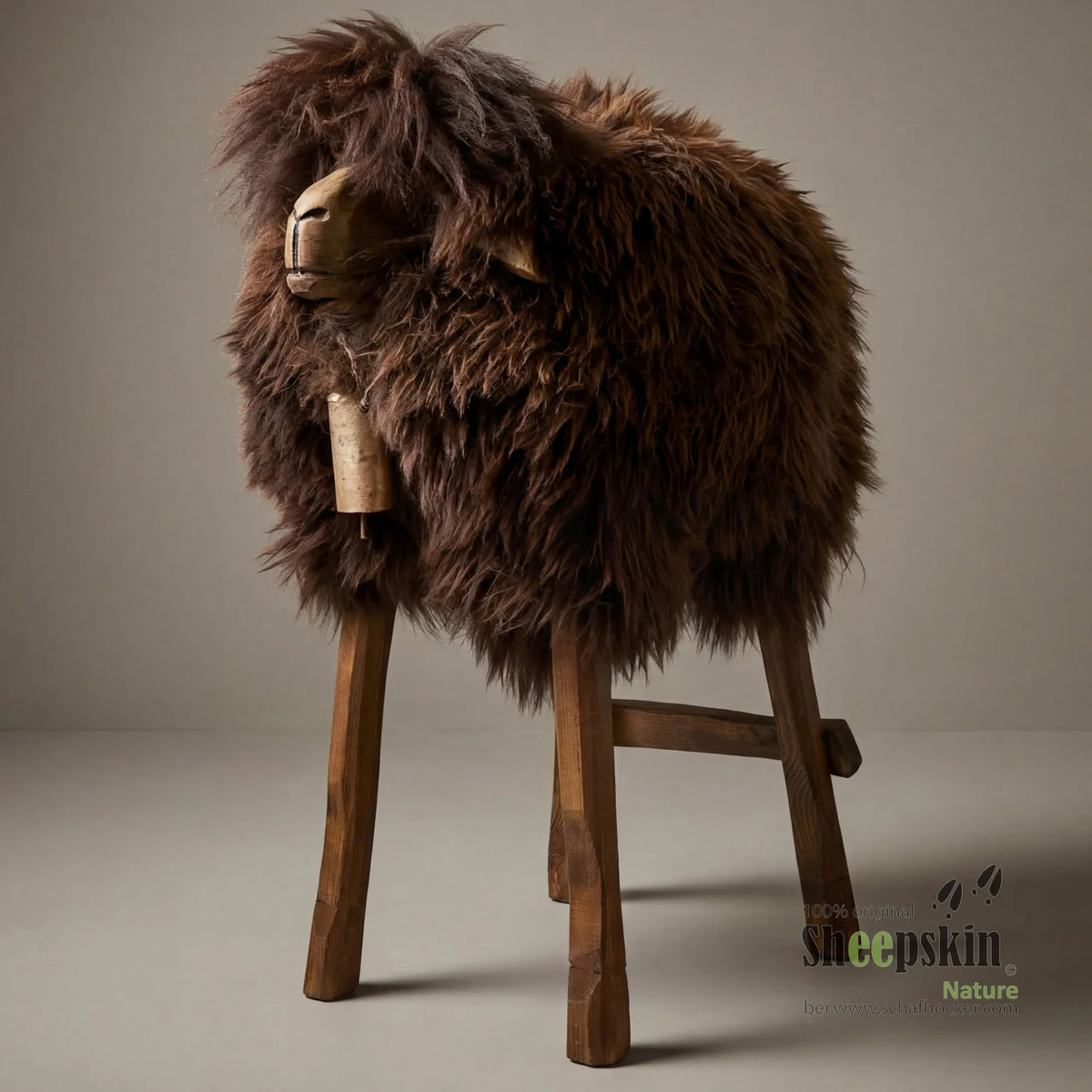 Madl Sheepskin Stool »Berta« made from genuine German sheepskin – Black