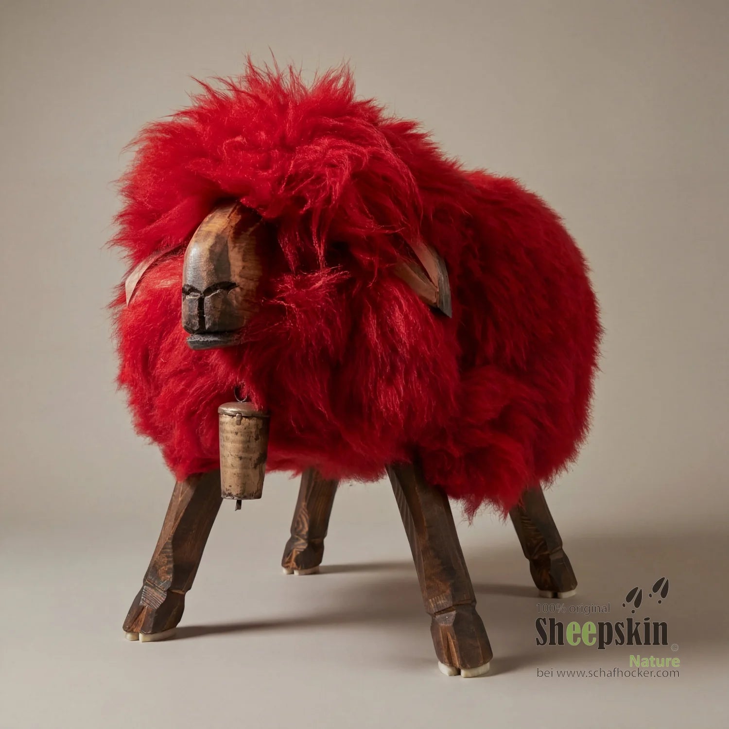 Sheepstool Madl »Flora« made from genuine German sheepskin – cherry red