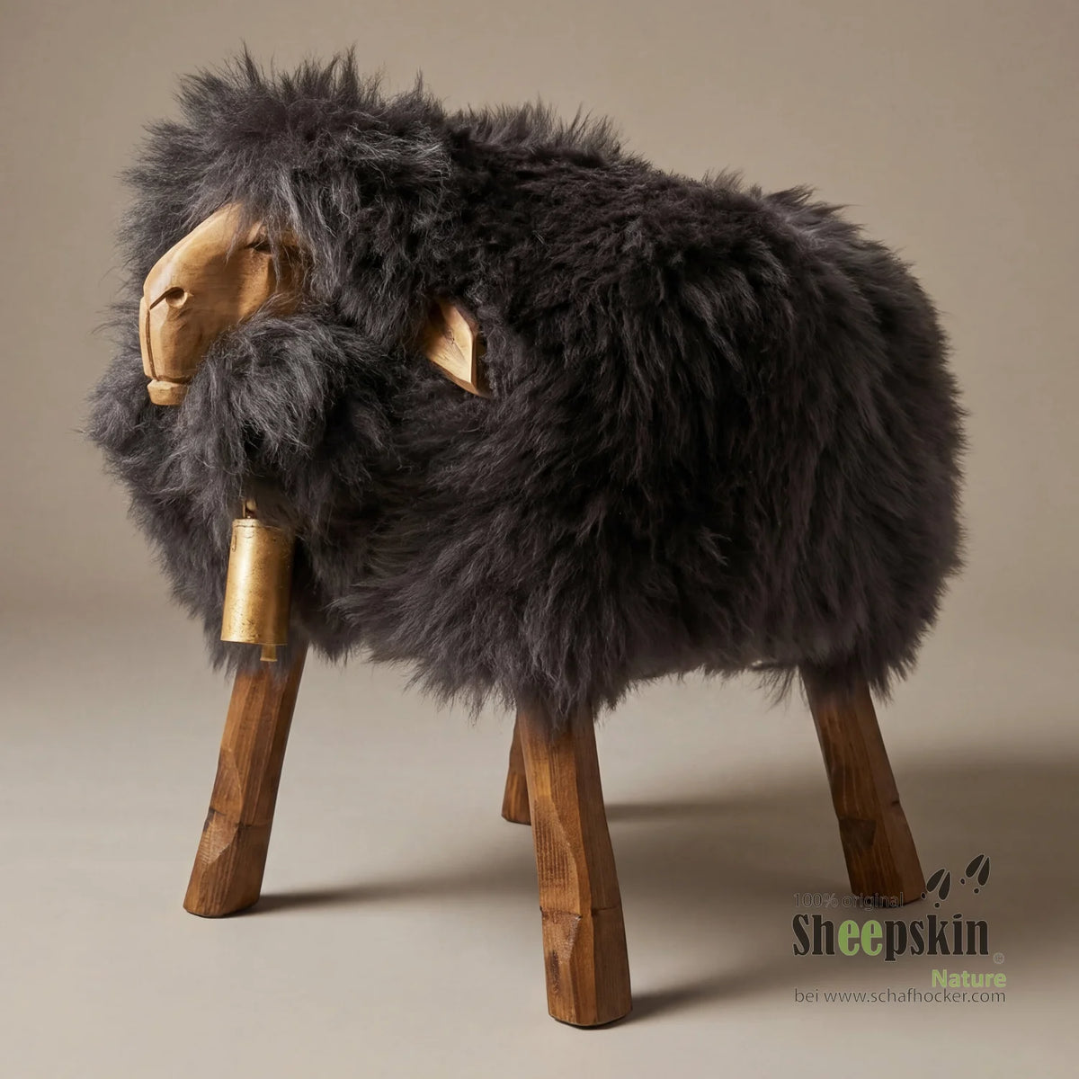 Sgabello a forma di pecora Madl »Michi« in vera pelle di pecora – grigio antracite