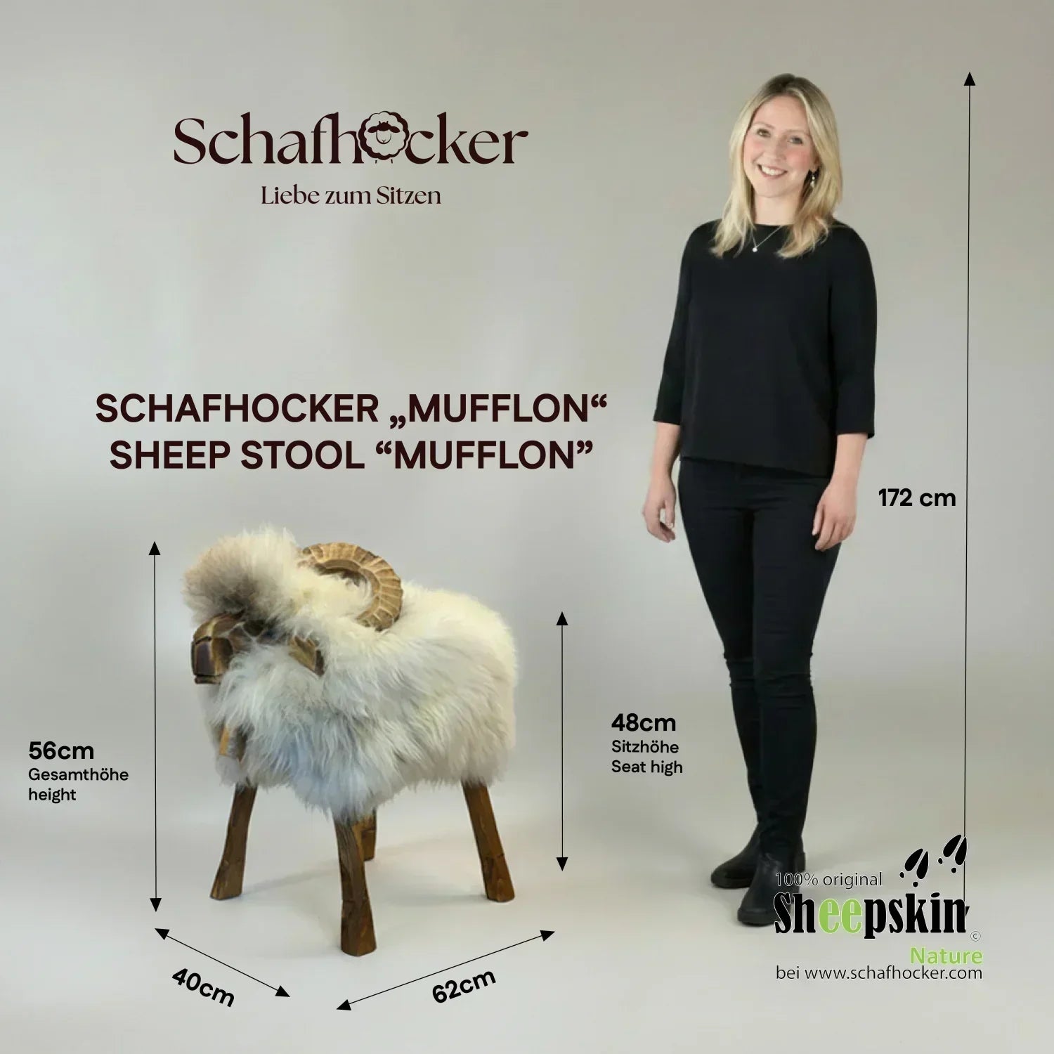 Schafhocker Charles, Modell Mufflon – Produktansicht 2