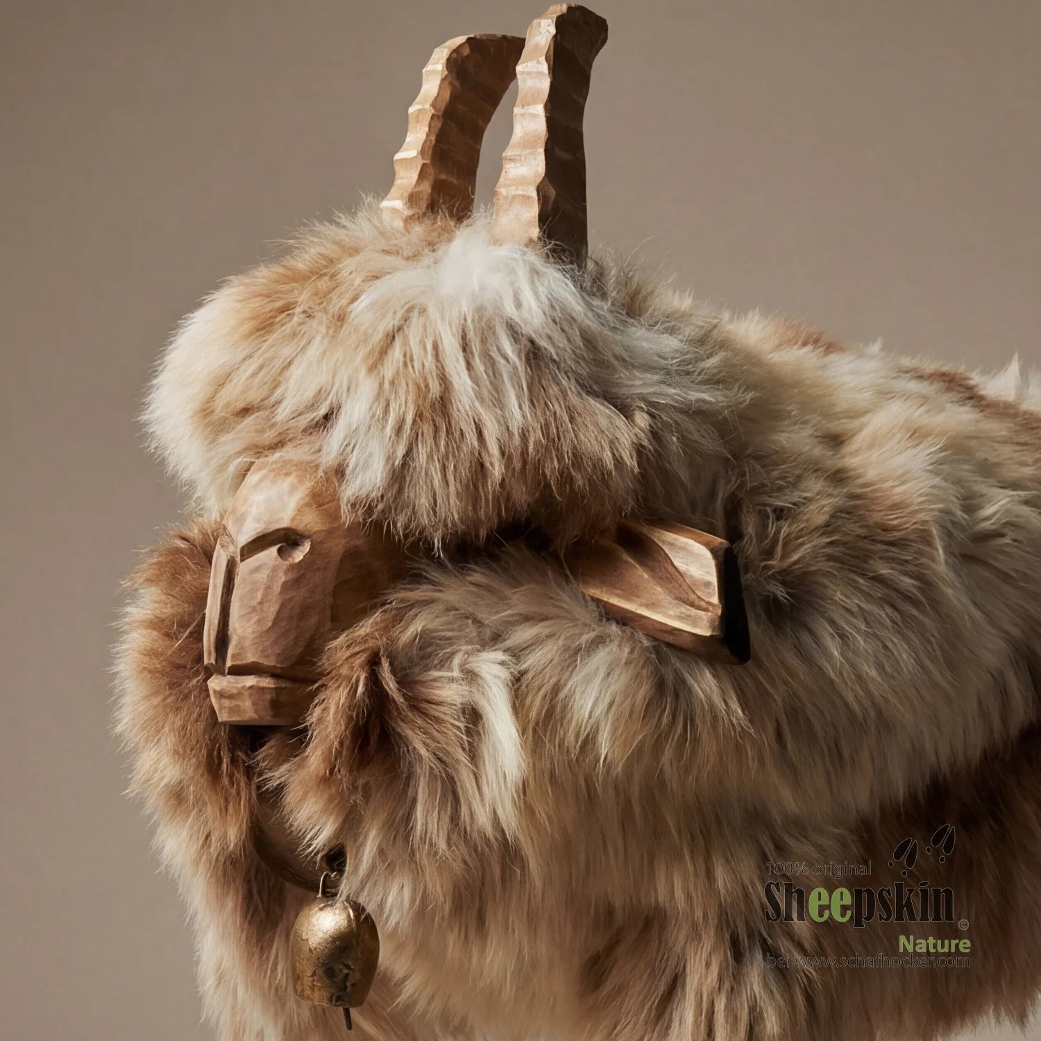 »Gretl« Goat Sheepskin Stool made from genuine German sheepskin – Beige-Gray