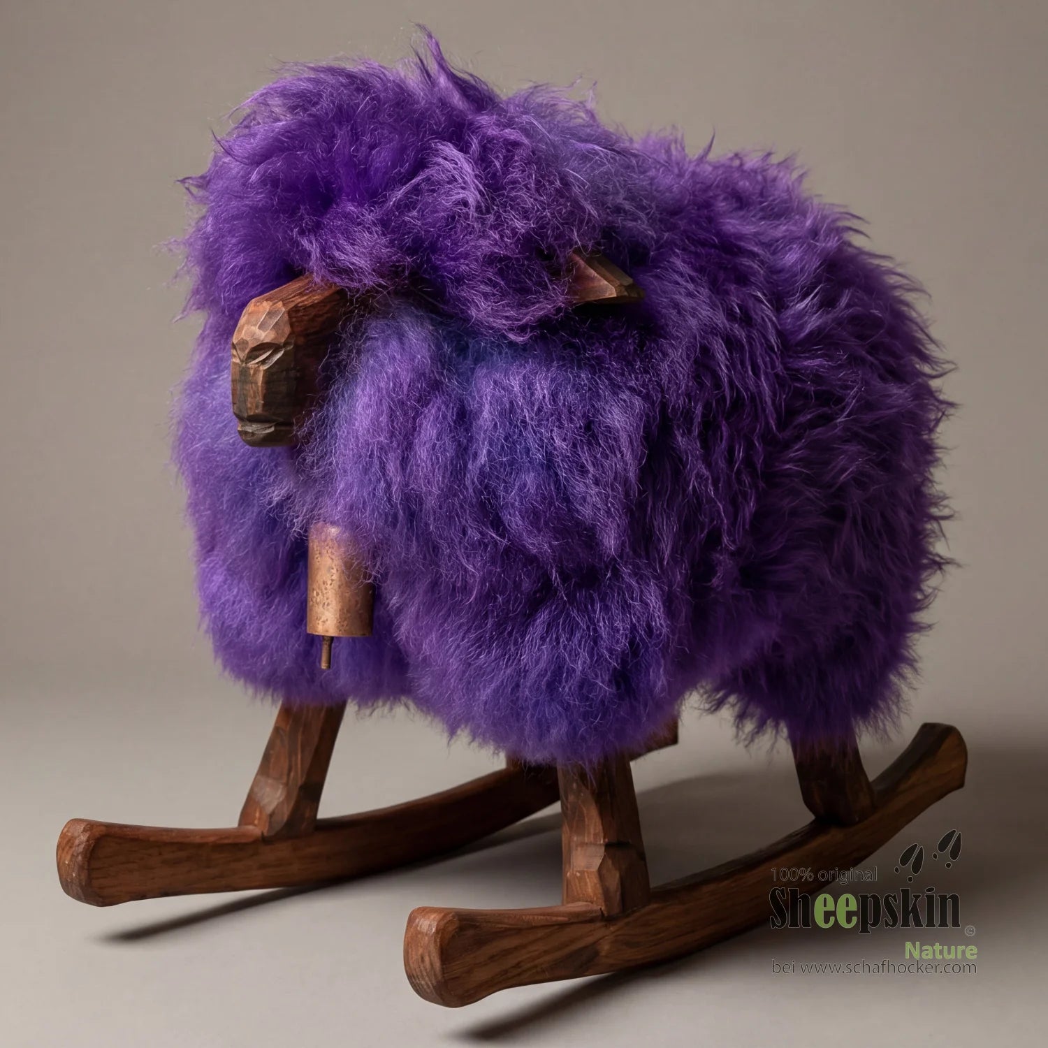 »Matilda« Rocking Sheep Made of Genuine German Sheepskin – Purple