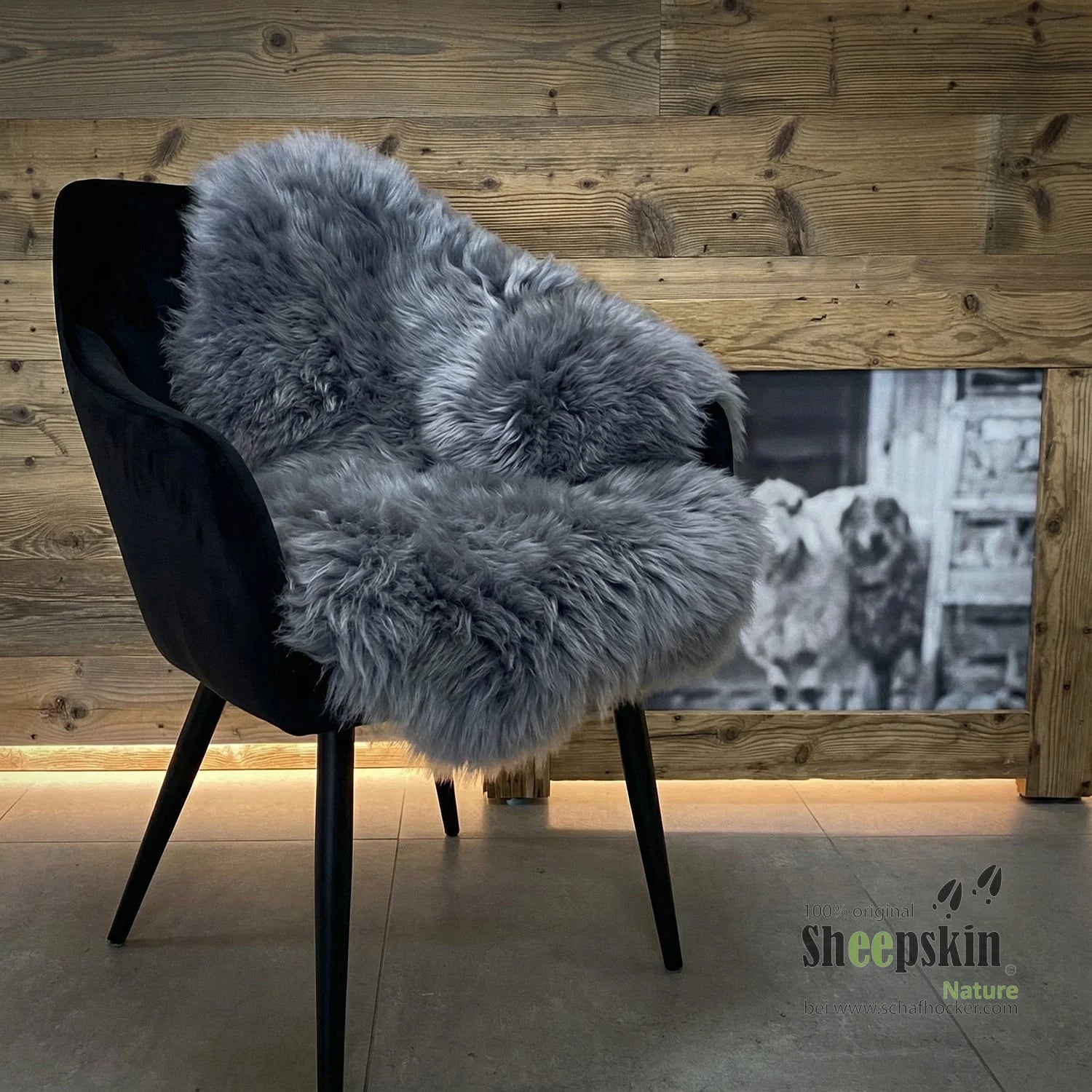 Seat pad made of genuine sheepskin – Silver-gray