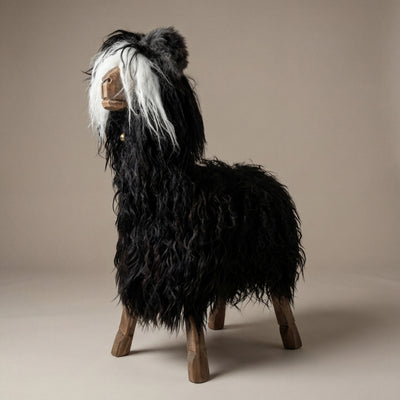 Schafhocker Alpaka Ötzi »Balu« Designer Hocker Tierhocker schwarz Tiermöbel