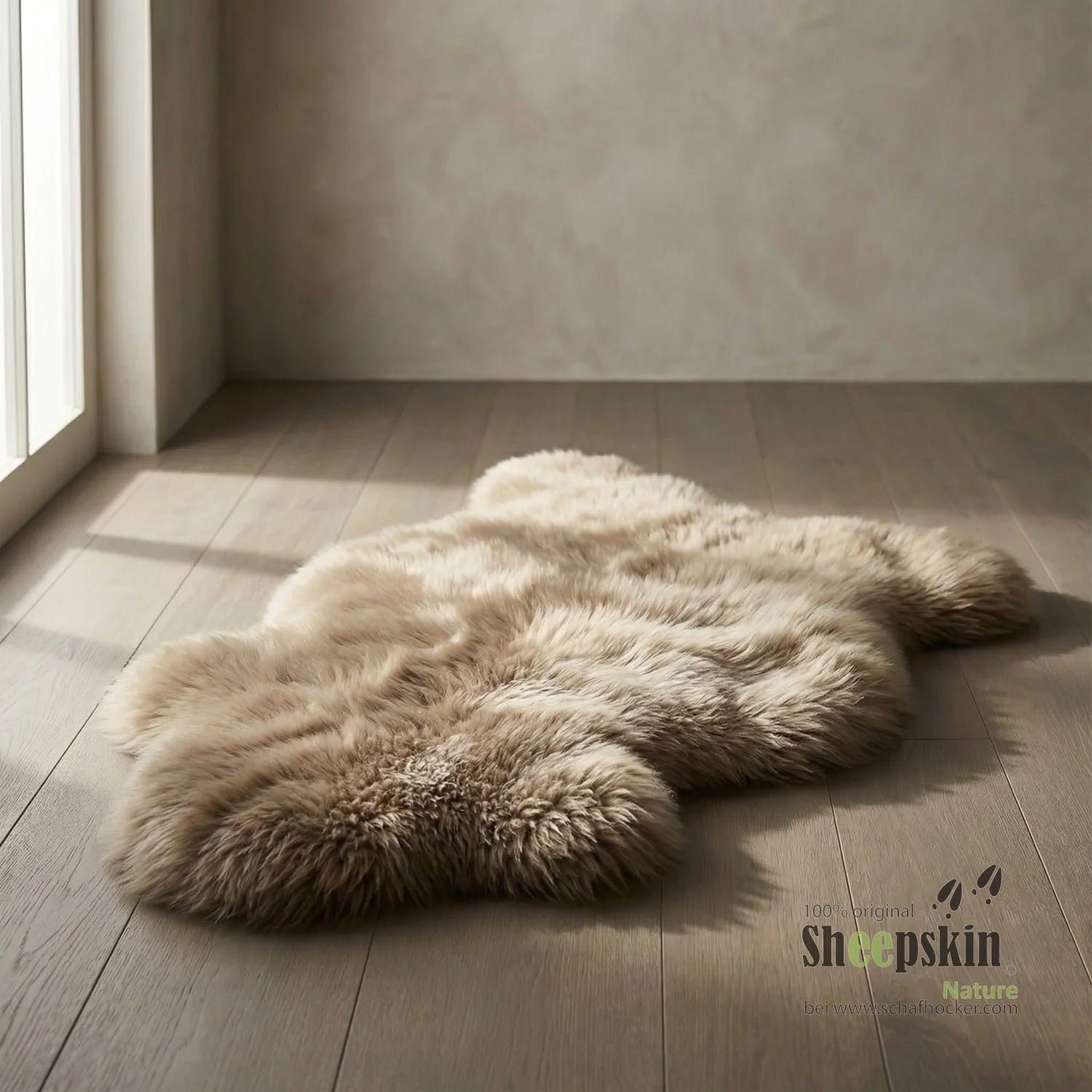 Alpen-Manufaktur Schaffellhocker - handgefertigte Schaffell-Tierhocker Fox 110-120cm – Fell von Sheepskin Nature© Ansicht 2 –