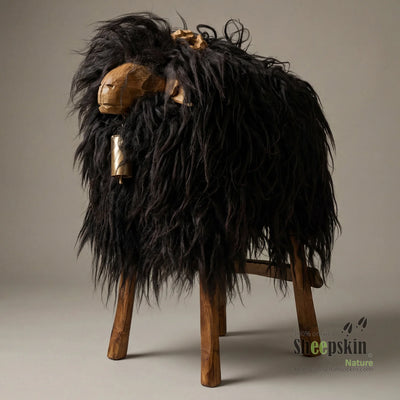 Barhocker Bua Zoro, mit Locki-Fell in Schwarz