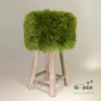 Fellhocker Barhocker rund ’absinthgrün’ Designer Tierhocker