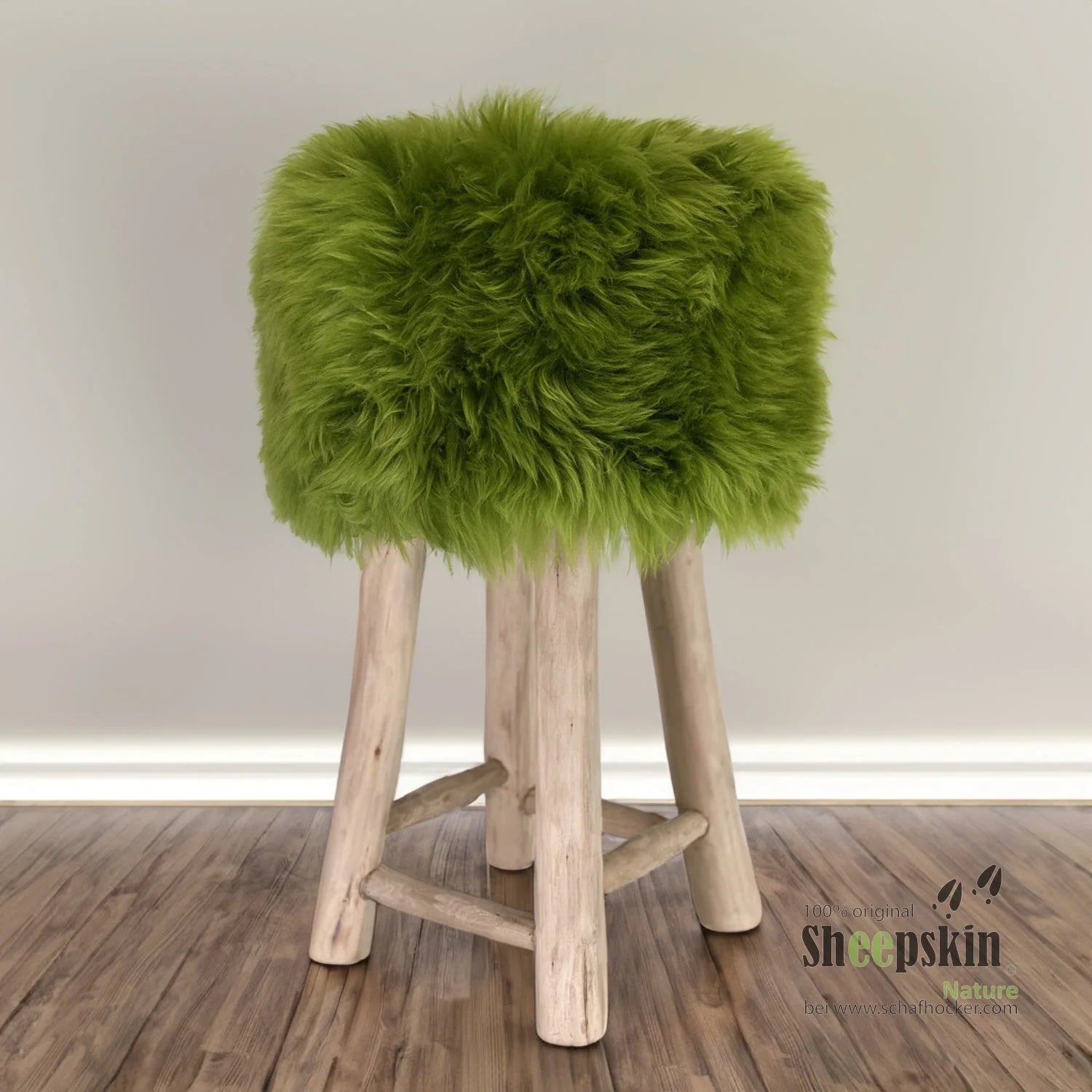 Sheepskin Stool Made from Genuine German Sheepskin – Absinthe Green