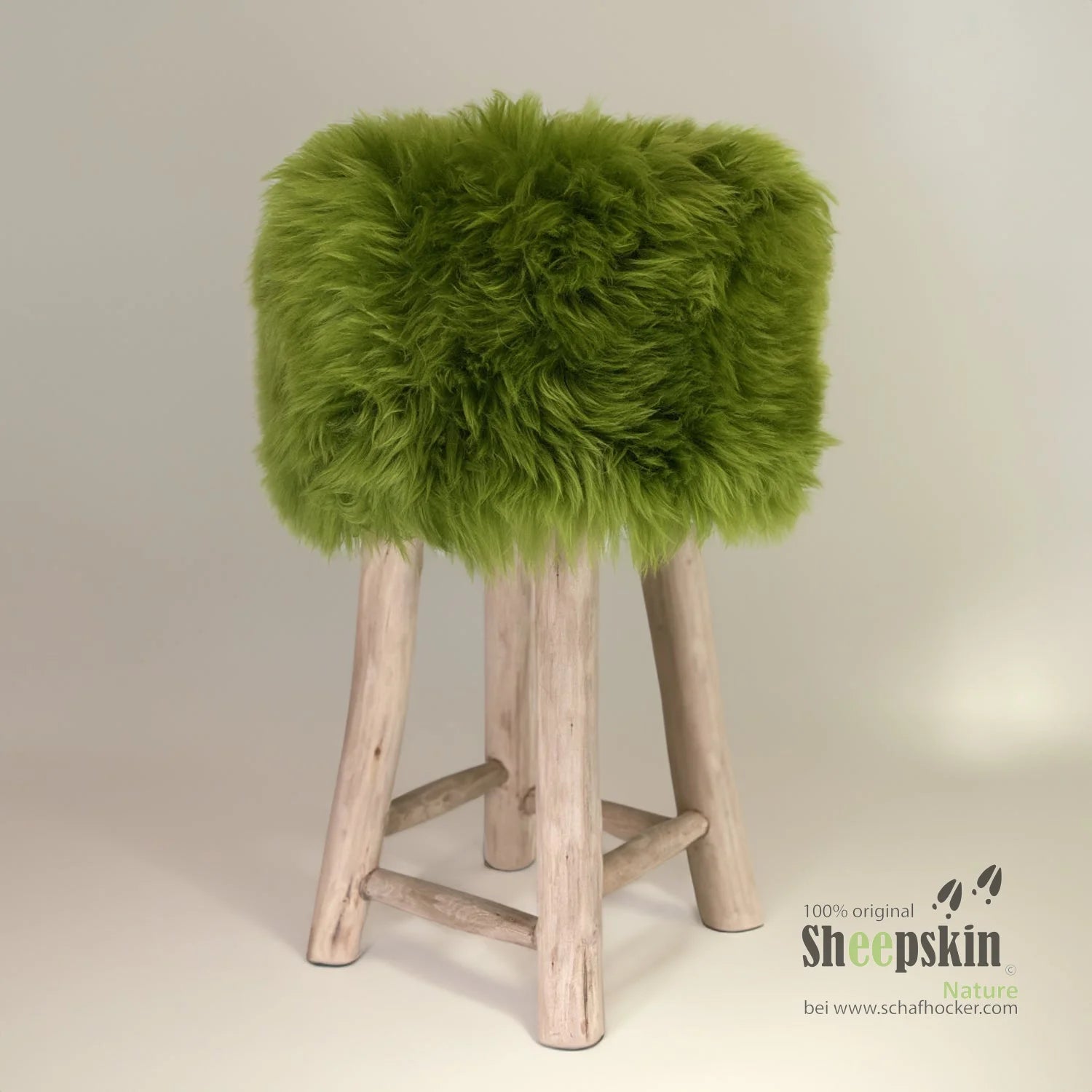 Sheepskin Stool Made from Genuine German Sheepskin – Absinthe Green