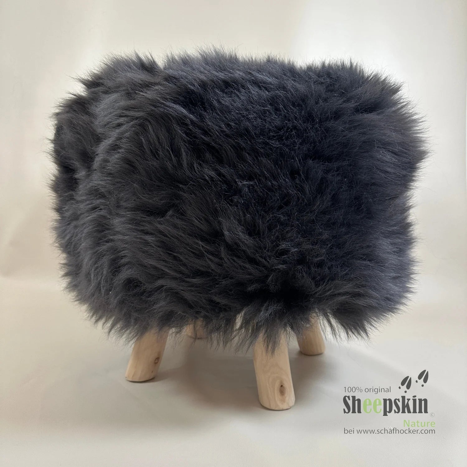 Sheepskin Stool Made from Genuine German Sheepskin – Anthracite