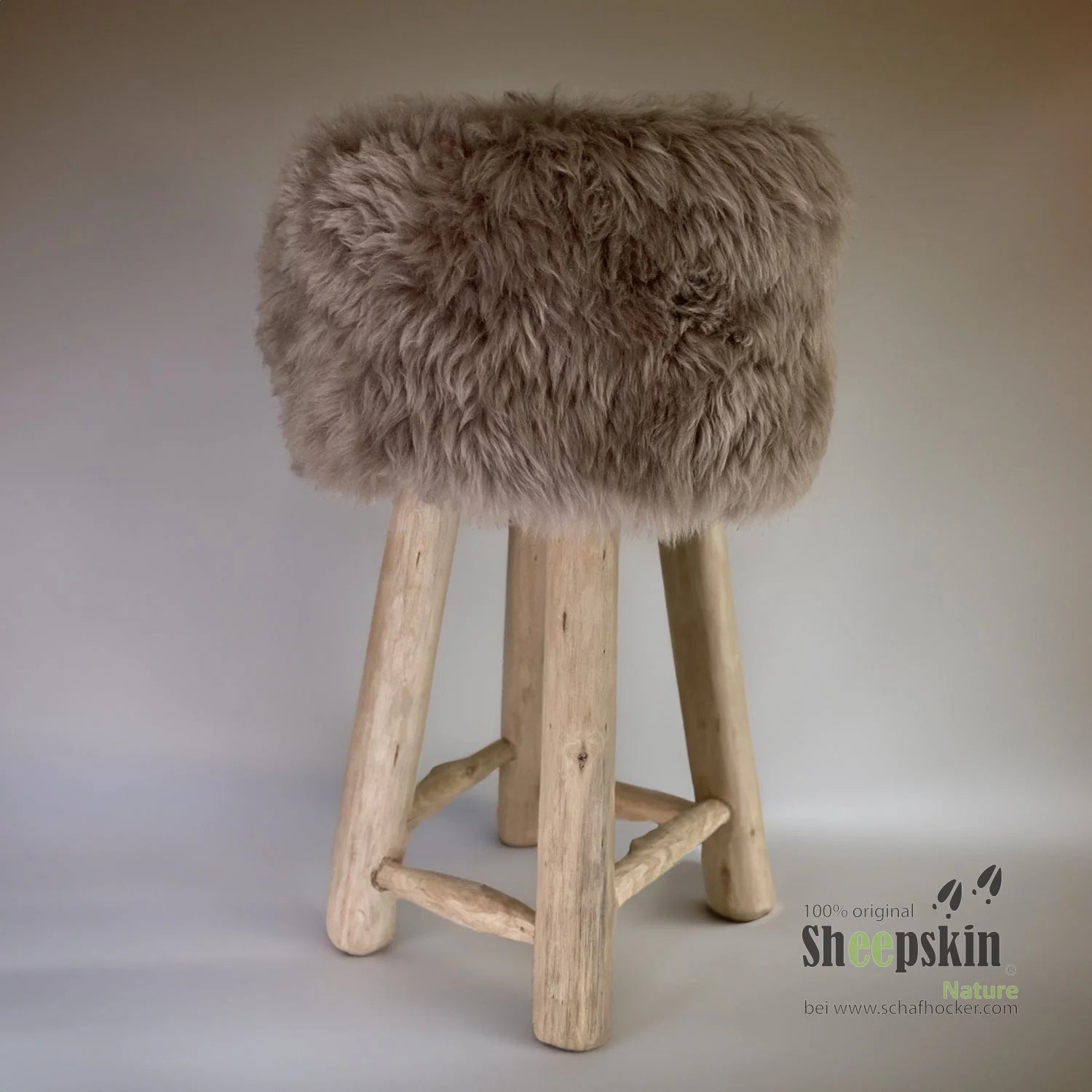 Sheepskin Stool Made from Genuine German Sheepskin – Sand-Colored