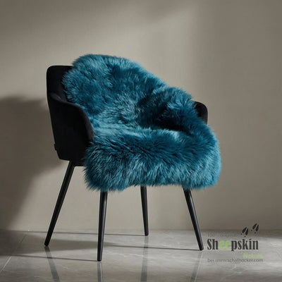 Handgefertigte Schaffell-Tierhocker: Sitzauflage petrol (Alpen-Manufaktur) – Fell von Sheepskin Nature© Ansicht 2 – kaufen
