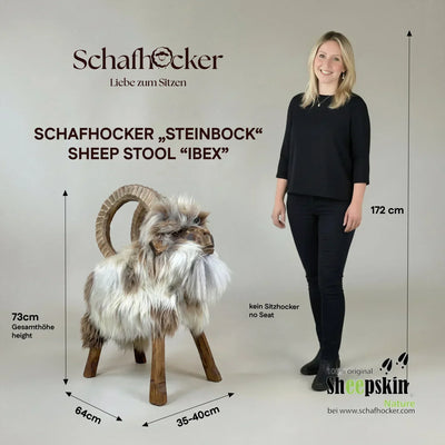 Bemaßung Premium Schafhocker Ferdinand der Steinbock greige limited