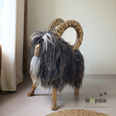 Premium Tierhocker Schafhocker  Rocky der Steinbock dark limited dekoriert