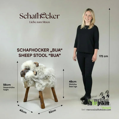 Premium Schafhocker Hubi - handgefertigte Schaffell-Tierhocker aus der Alpen-Manufaktur – Schafhocker Bua von Sheepskin Natur