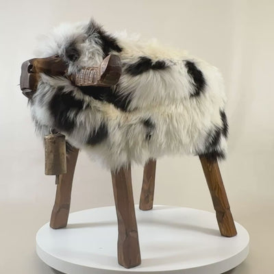 absoluut uniek stuk dierenkruk stier »Kuhlio« koe hooglandrundvee