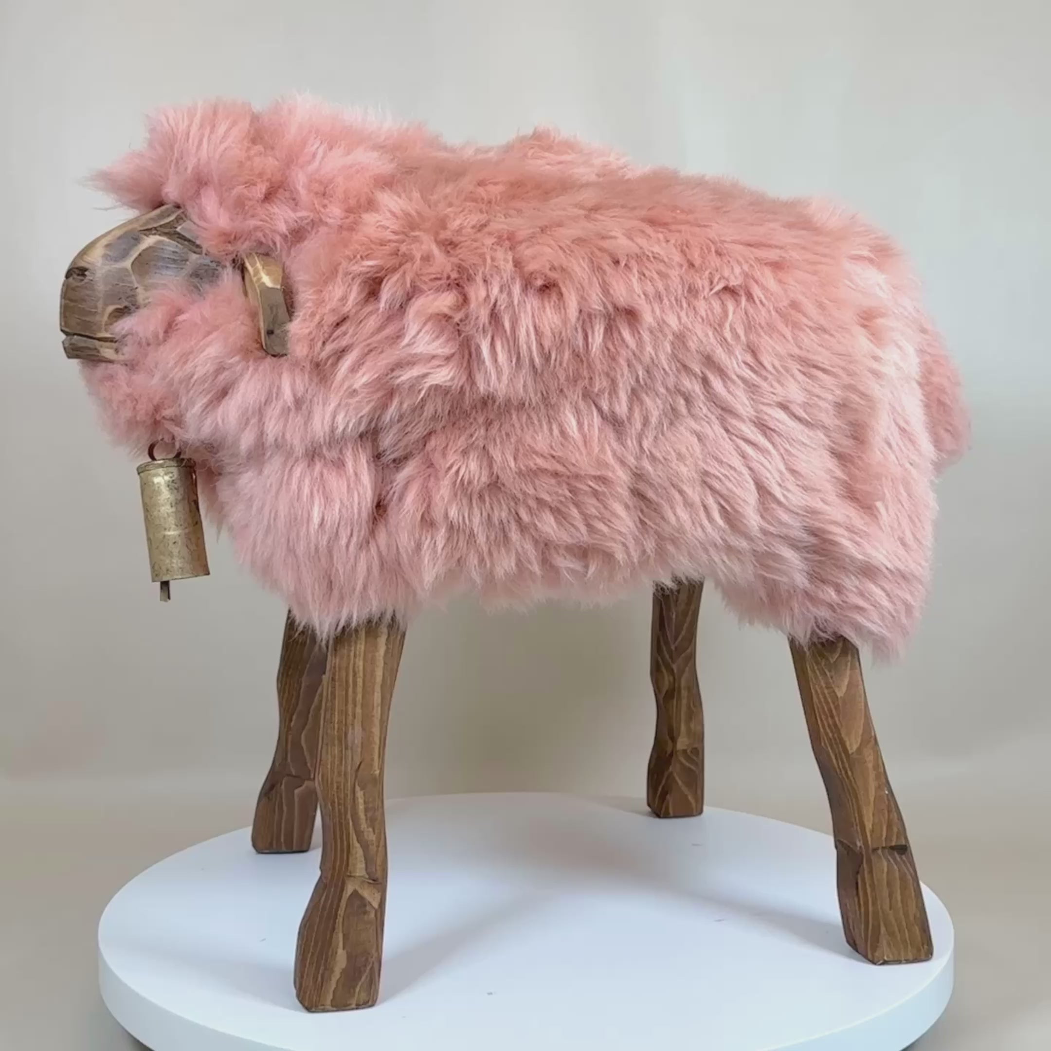 Load video: Designer animal stool sheep stool "Clara" the cute little girl pink