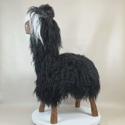Video Schafhocker Alpaka Ötzi »Balu« Designer Hocker Tierhocker schwarz Tiermöbel