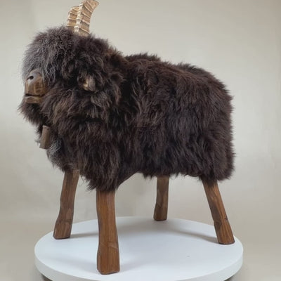 Premium design dierenkruk schapenkruk »Enzo« de brutale geitenkruk bruingrijs