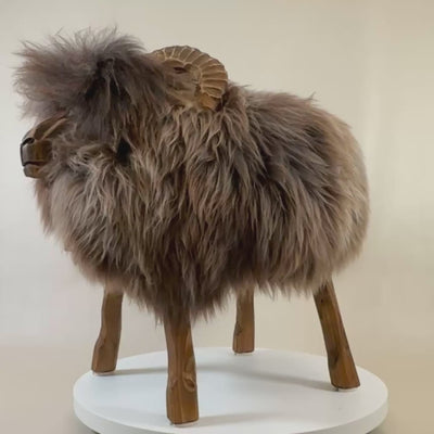 Premium Schafhocker »Arthur« das freundliche Mufflon grau braun limited