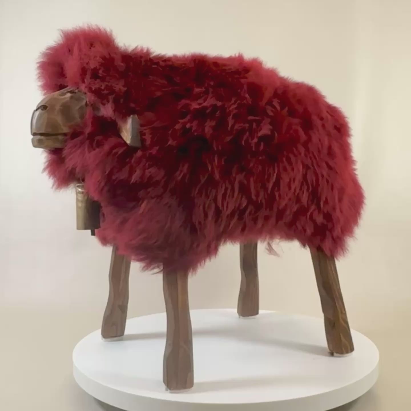 Load video: Premium design animal stool sheep stool "Charlotte" the pretty girl wine red