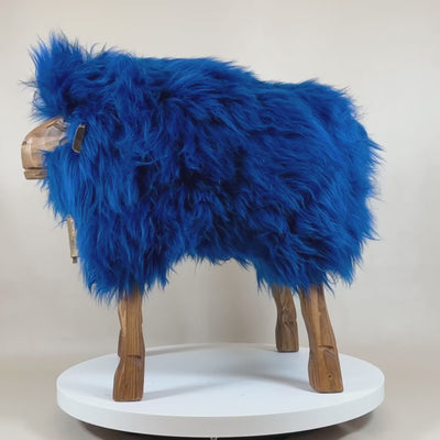 Premium Tierhocker Schafhocker »Emma« das royale Madl blau