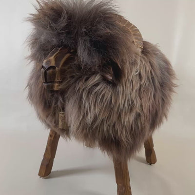 Premium Schafhocker »Arthur« das freundliche Mufflon grau braun limited