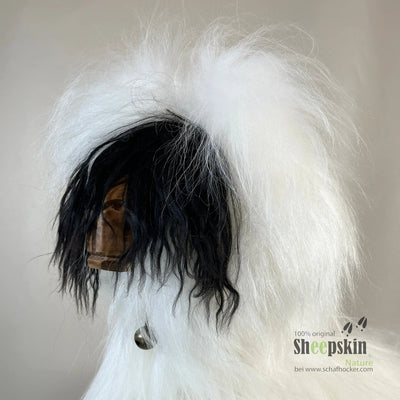 Details Foto Schafhocker Alpaka Ötzi »Stella« Designer Tierhocker weiß Tiermöbel Design Schaffell Hocker