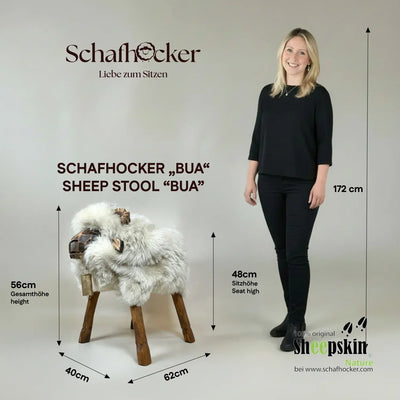 Schafhocker Bua – Maß- und Größenvergleich am Beispielmodell