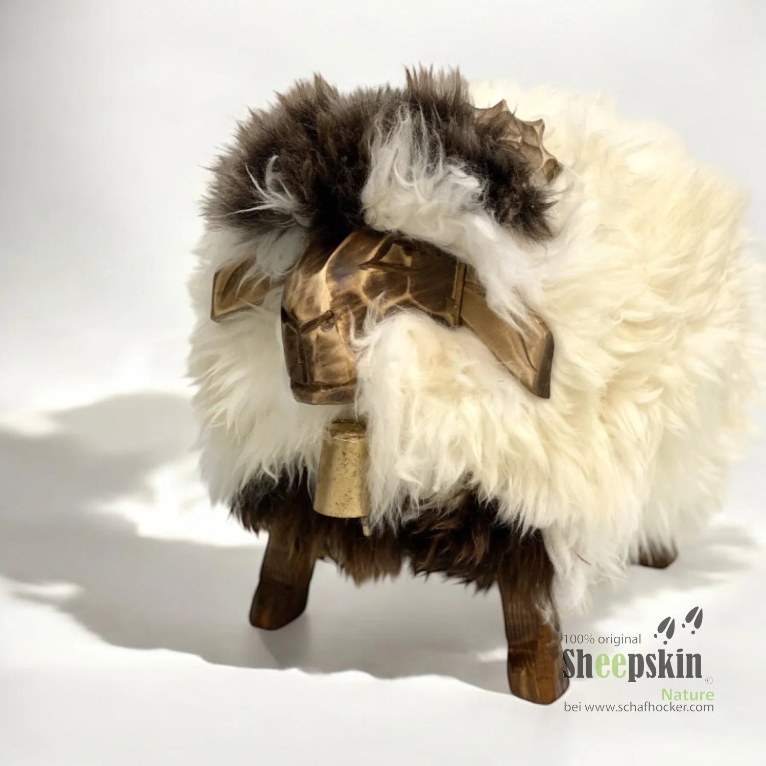 »Einstein« Sheepskin Stool made from genuine German sheepskin – White
