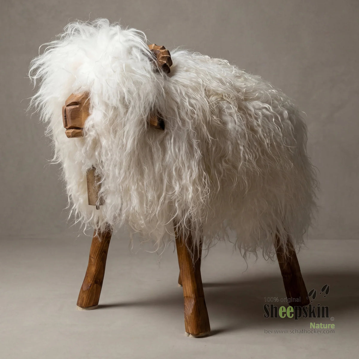 »Josef« Sheepskin Stool made from genuine German sheepskin – White