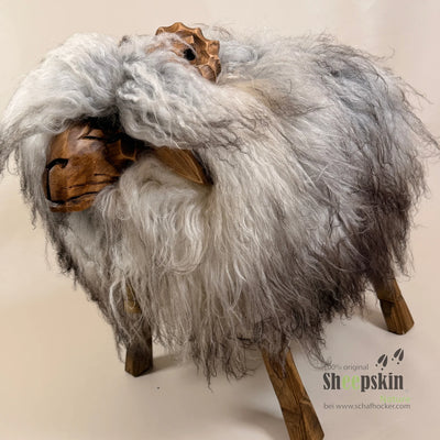 Schafhocker Bua »Pipo« aus echtem Tibet Locki Schaffell –