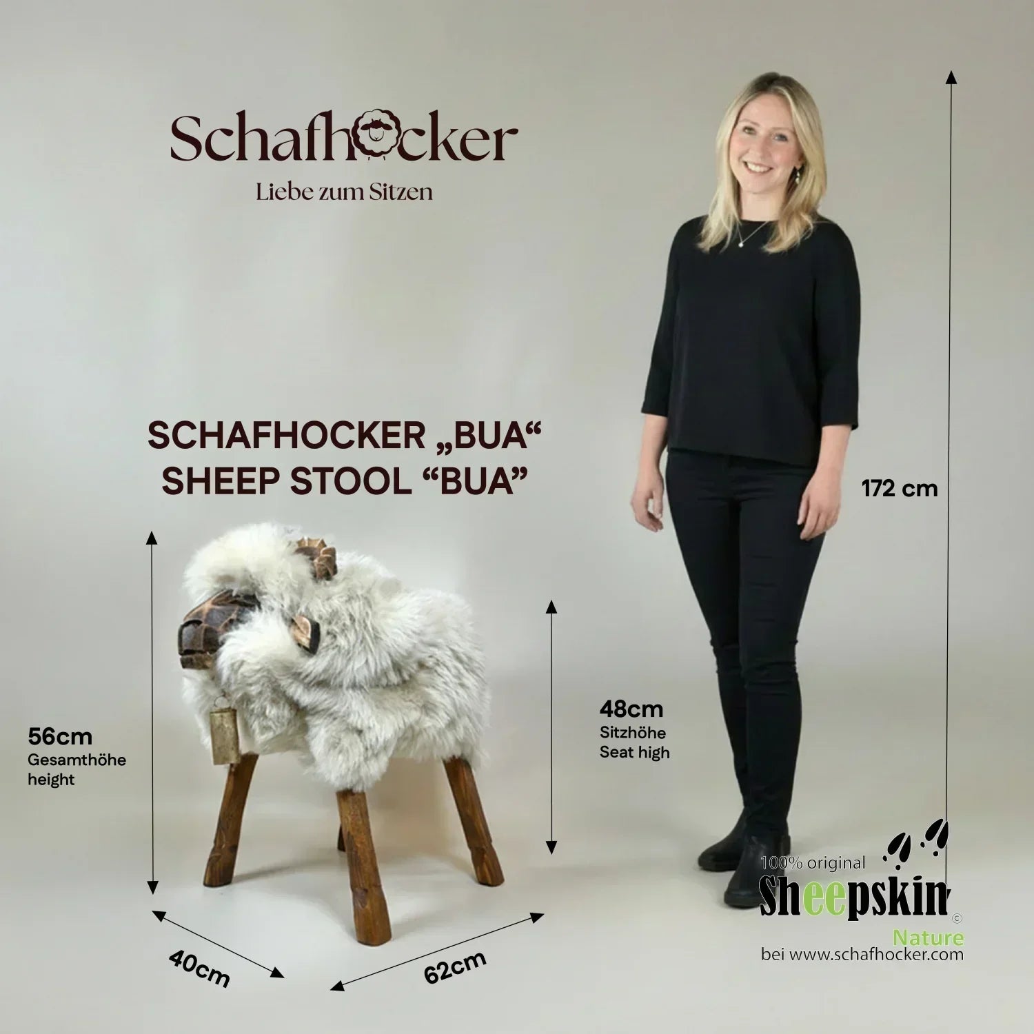 »Tim« sheep stool made from genuine German sheepskin – purple