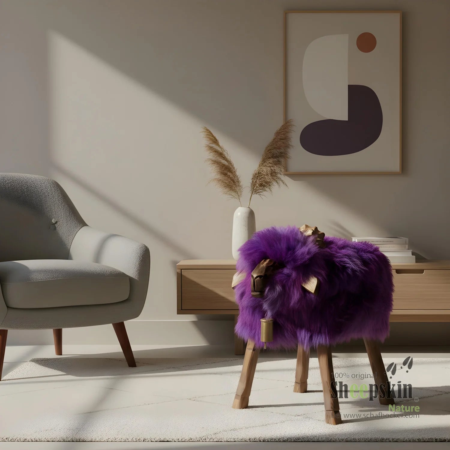 »Tim« sheep stool made from genuine German sheepskin – purple