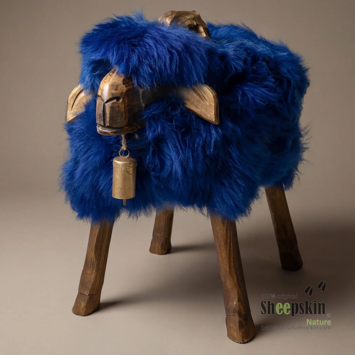 Sheep stool »William« made from genuine German sheepskin – Royal Blue