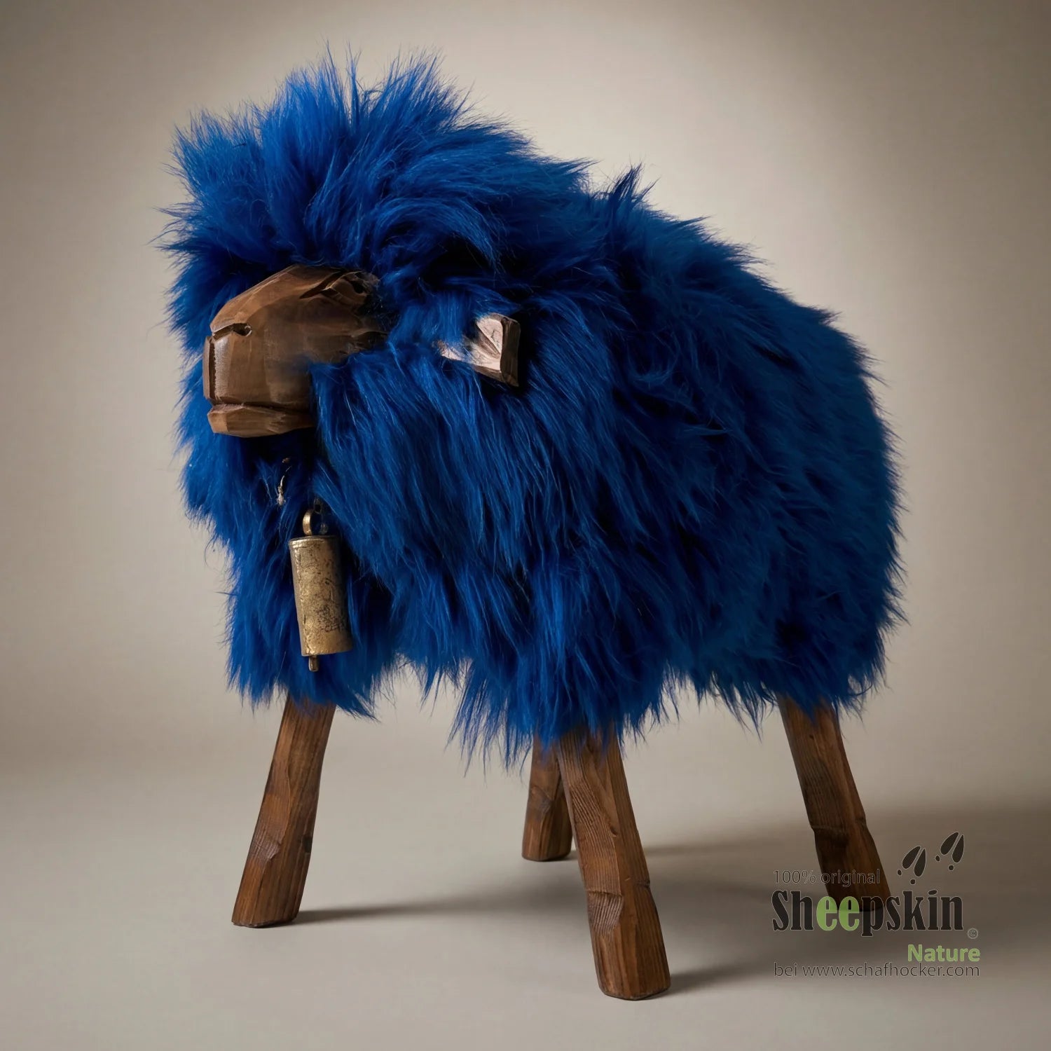 Madl Sheepskin Stool »Emma« made from genuine German sheepskin – Royal Blue
