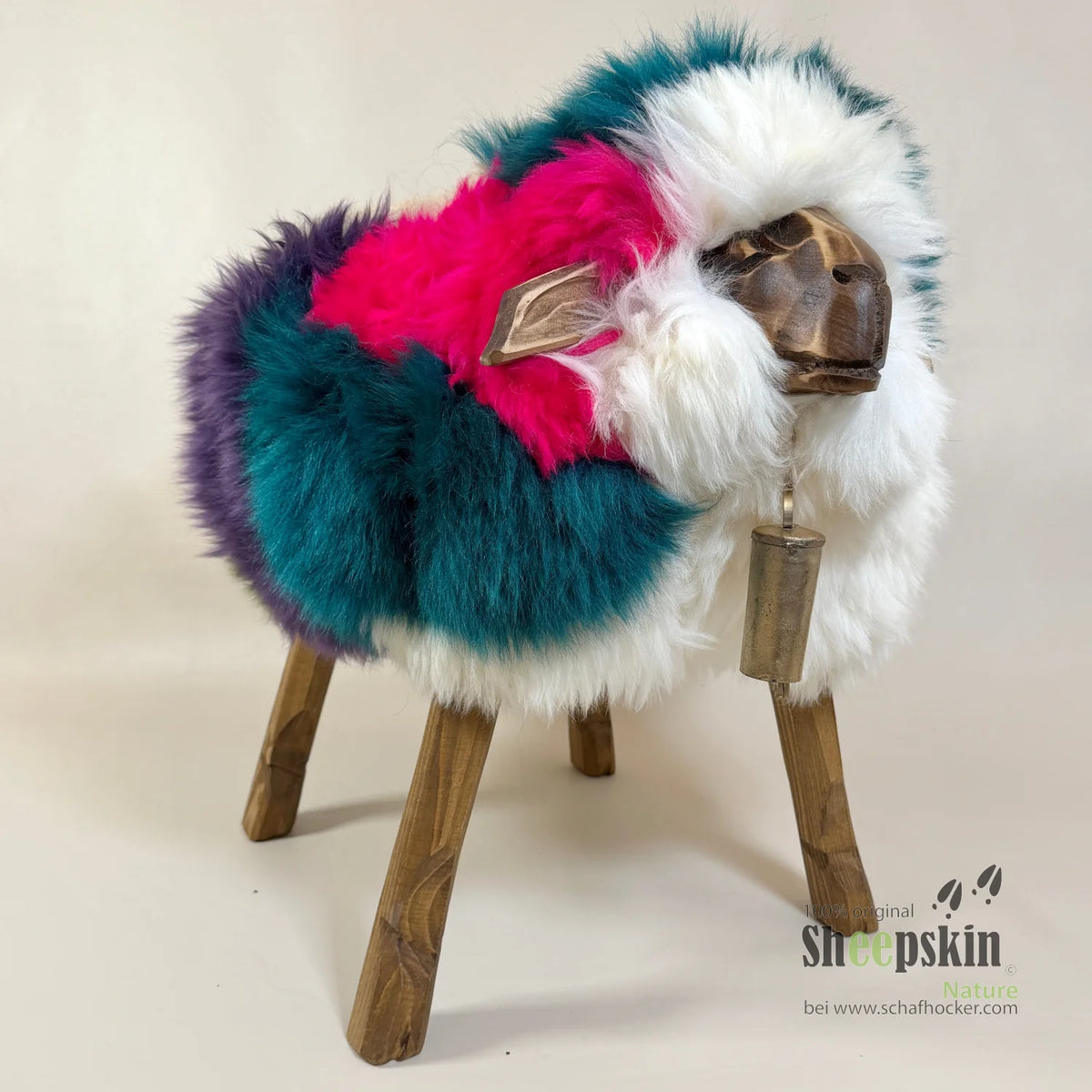 Tabouret en peau de mouton Madl »Estella« en véritable peau de mouton allemande – multicolore