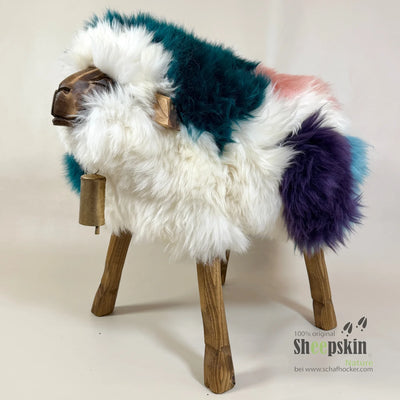 Schafhocker Madl »Estella« aus echtem deutschem Schaffell – multicolor