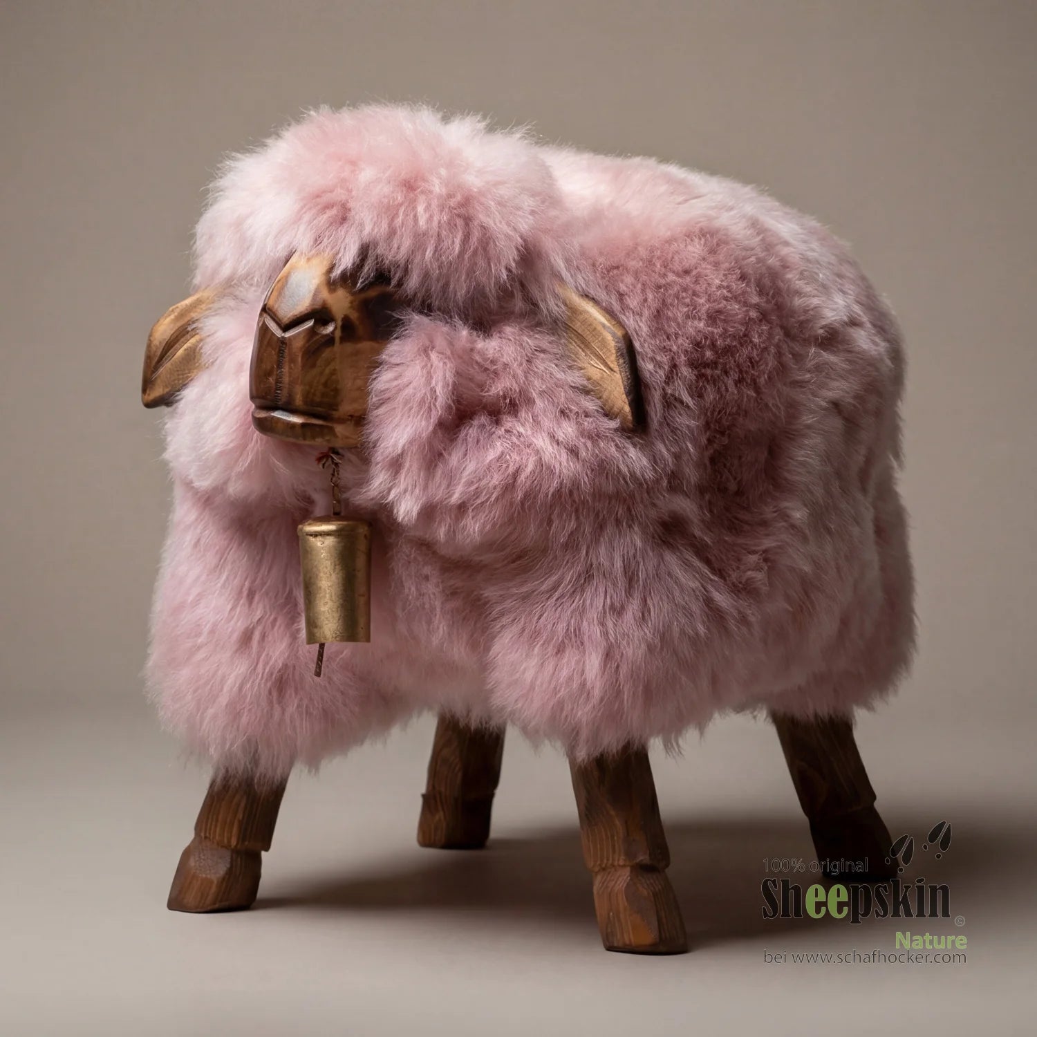Madl sheepskin stool »Leni« made from genuine German sheepskin – pink