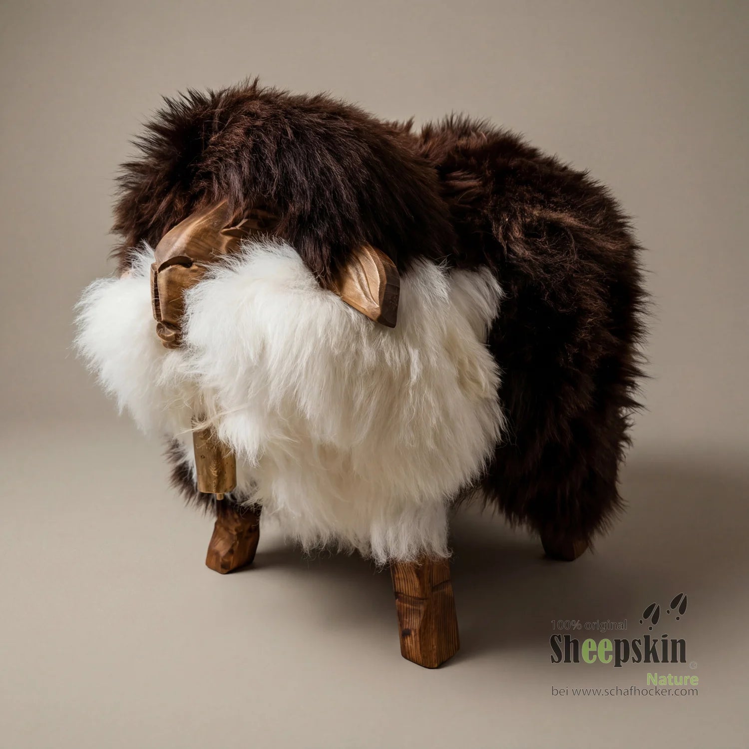 Madl sheepskin stool »Lisl« made from genuine German sheepskin – white-bronze
