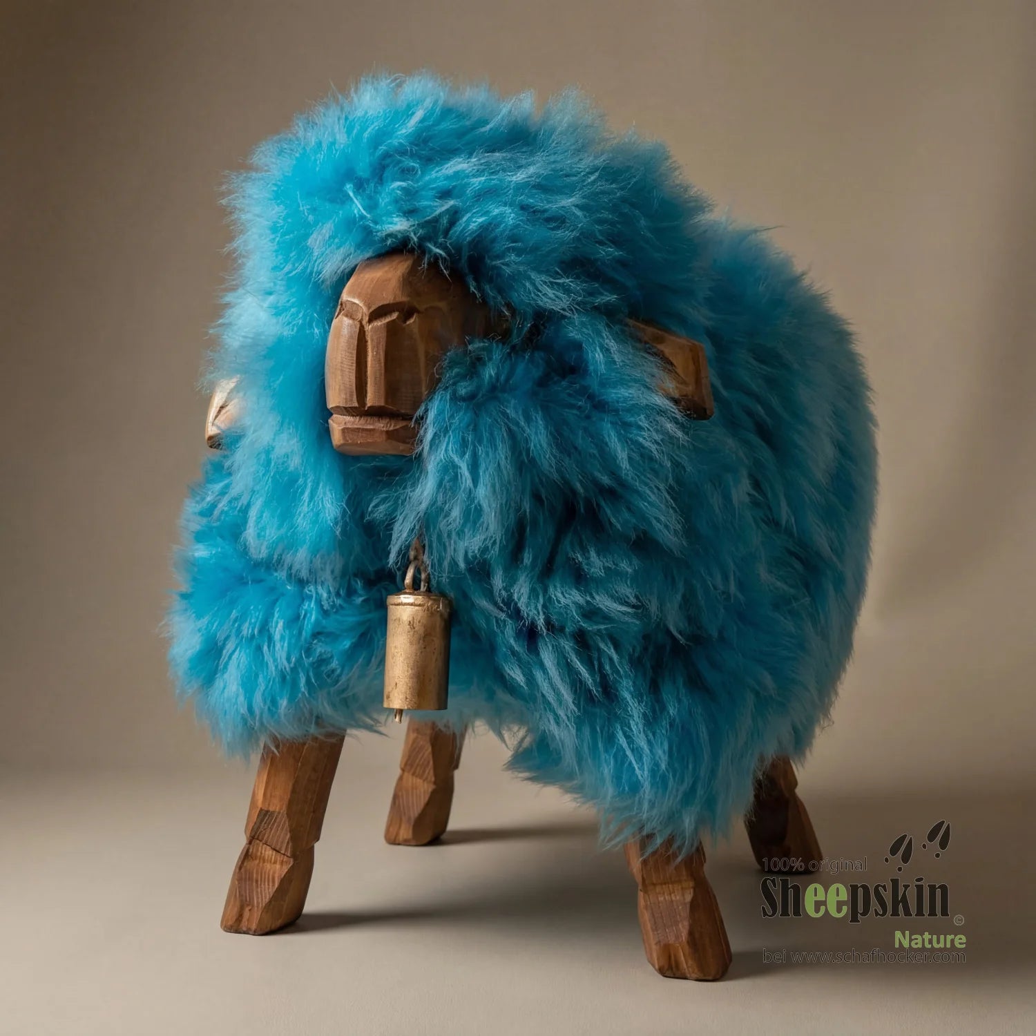 Madl Sheepskin Stool »Malea« made from genuine German sheepskin – Turquoise