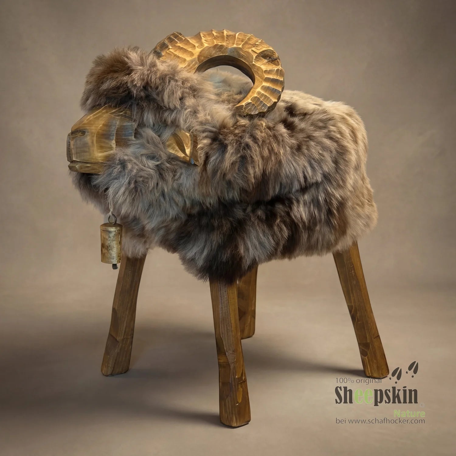 »Gordon« Mufflon Sheepskin Cushion made from genuine German sheepskin – Natural