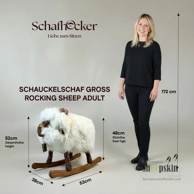 Schaukelschaf Erich, mit deutschem Schaffell in Weiß – Produktansicht 4