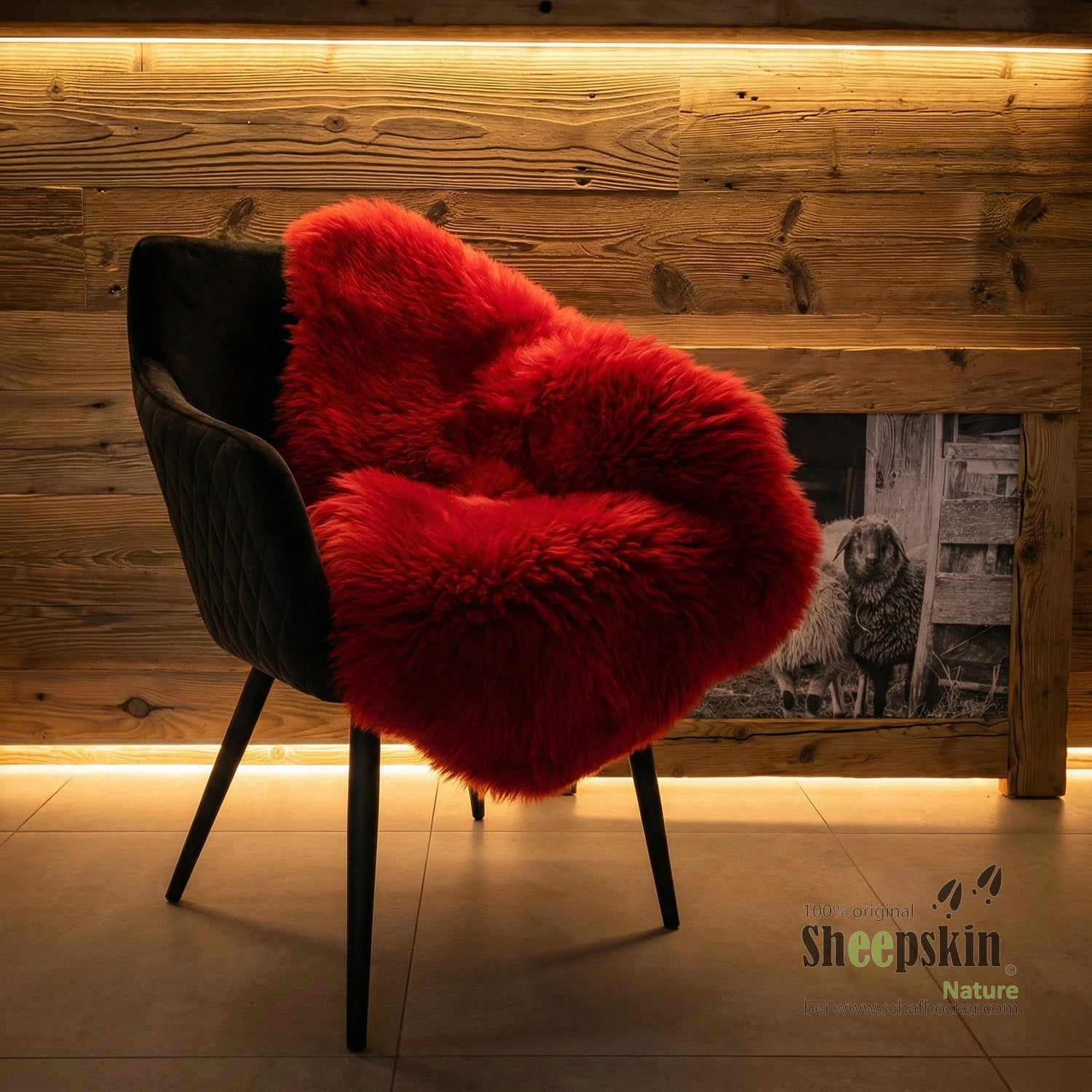 Seat pad made of genuine sheepskin – Red