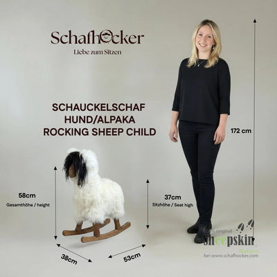 Bemaßung »Stella« das Alpaka Schaukelschaf Schaukelpferd weiß für Kinder Tiermöbel Design Kinderzimmer