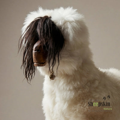 Stella handgefertigte Schaffell-Tierhocker – Alpen-Manufaktur Schaffellhocker – Schaukelschaf von Sheepskin Nature© Ansicht 2